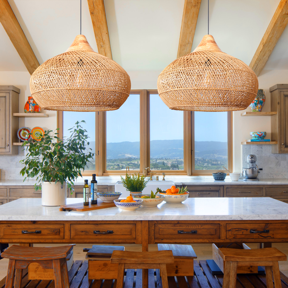 Wabi-sabi Retro Rattan Weaving Pendant Light Southeast Asian Restaurant Chandelier-Handwovenlamp