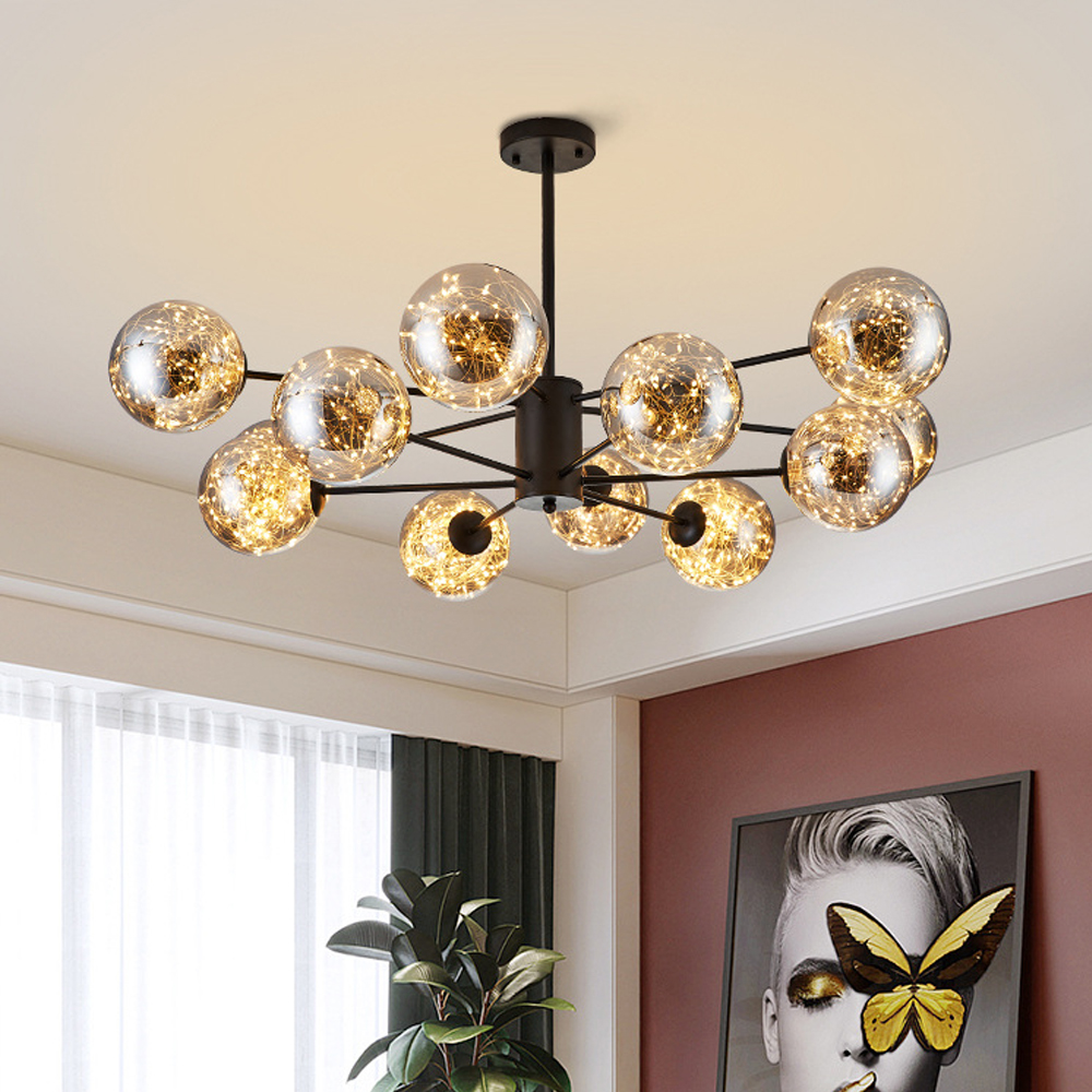 Modern Ceiling Chandelier Glass Ball Pendant Lamp For Living Room-Handwovenlamp
