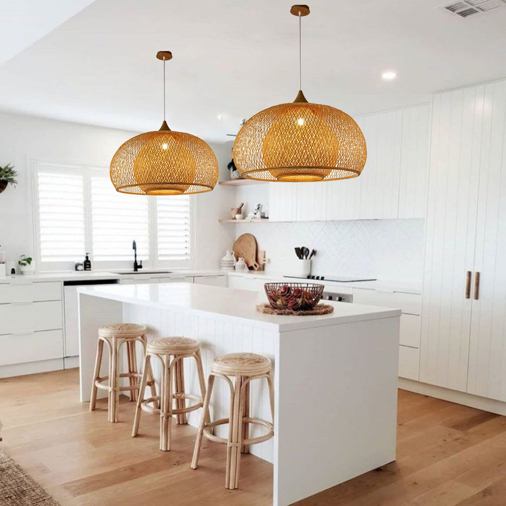 Bohemian Living Room Handcrafted Bamboo Pendant Light Rattan Bamboo Chandelier-Handwovenlamp