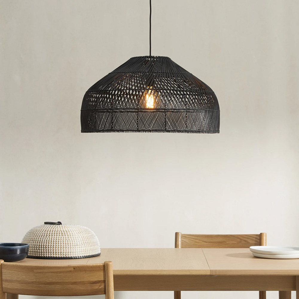 Hand-Woven Pendant Light Fixture Farmhouse Basket Hanging Lamp Chandelier for Kitchen-Handwovenlamp