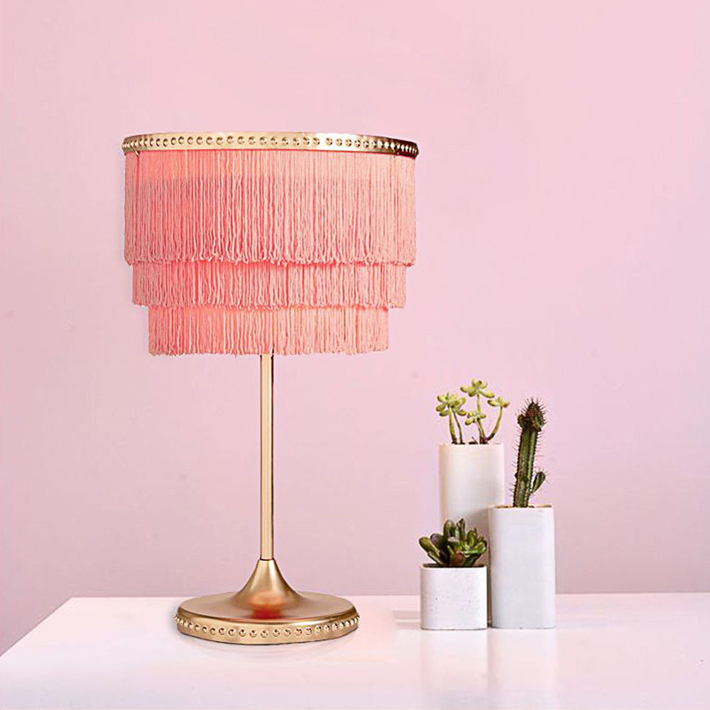 Nordic Tassel Table Lamp Macaron Bedside Lamp-Handwovenlamp