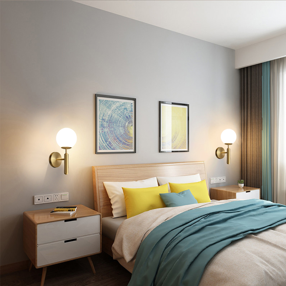 Postmodern Luxury Glass Wall Lamp Nordic Personalized  Bedroom Bedside Hallway Wrought Iron Light