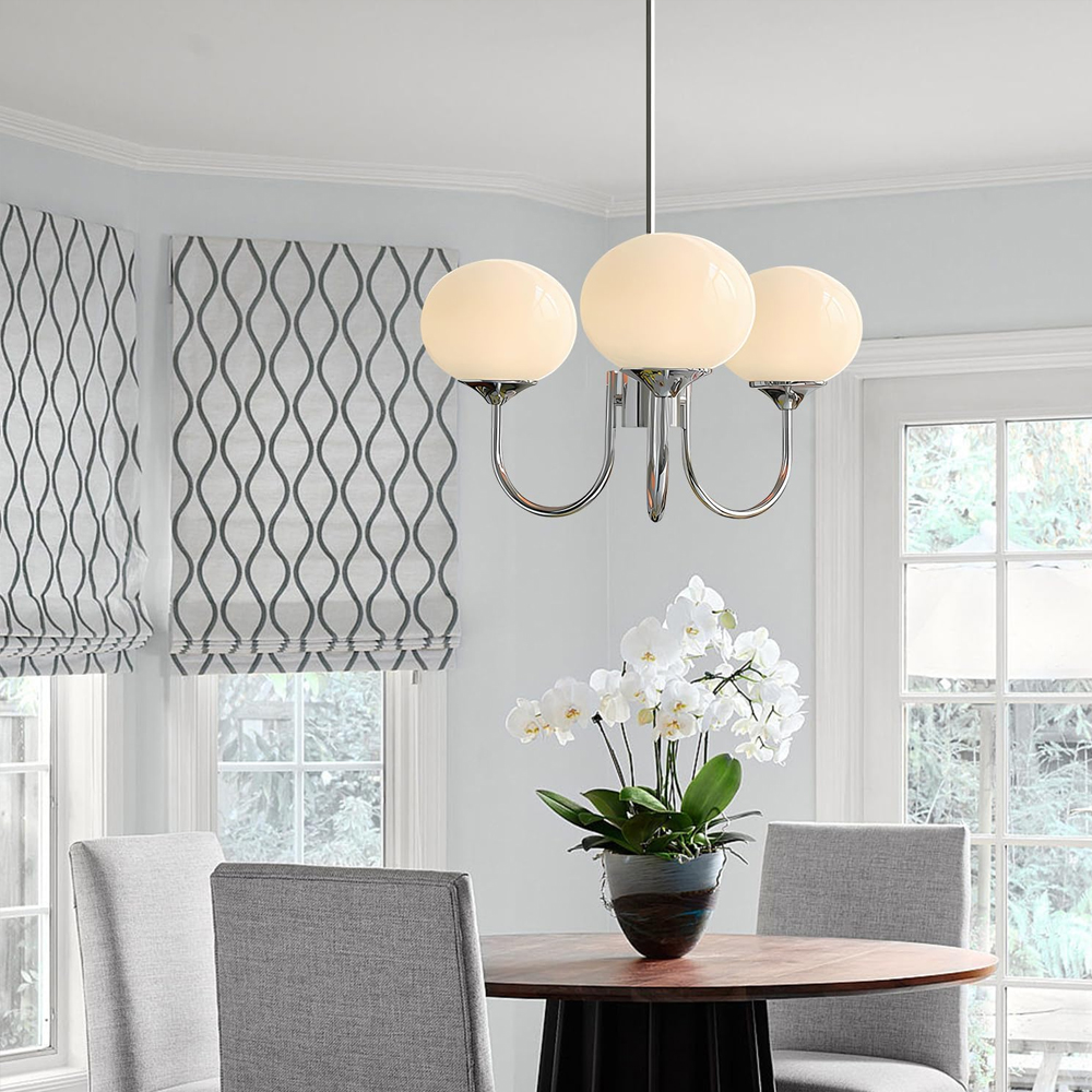 Modern 5-Light Globe Chandelier Light Fixture with Pink Smooth Glass Shade French Home Decor Glass Hanging Lamp-Handwovenlamp