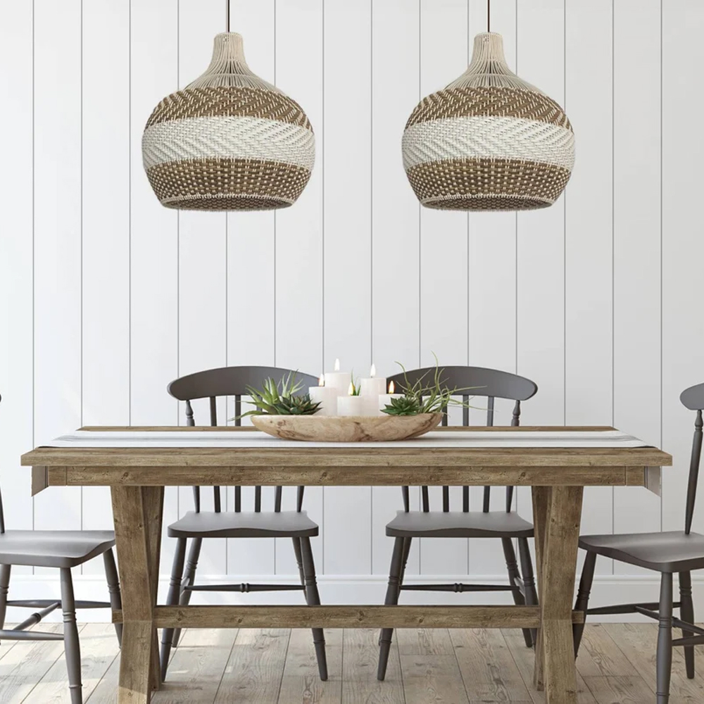 Simply White Rattan Pendant Light-Handwovenlamp