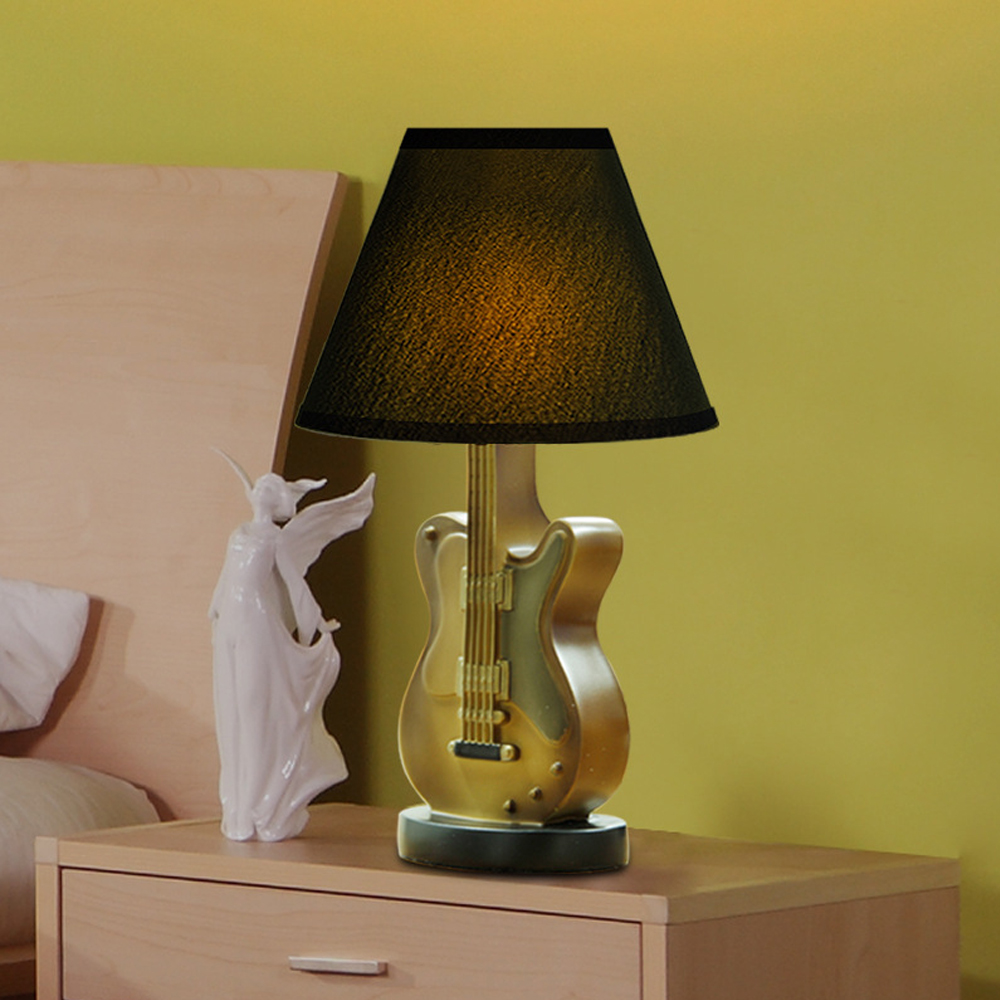 Simple Cartoon Guitar Table Lamp Bedroom Bedside Music Lamp Decoration-Handwovenlamp