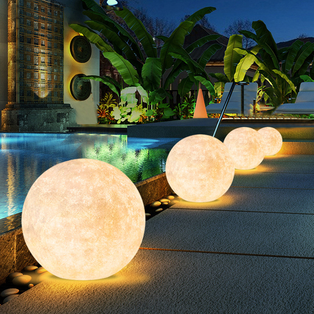 Outdoor Landscape Lawn Moon Floor Lamp Waterproof Solar Column Head Lamp-Handwovenlamp
