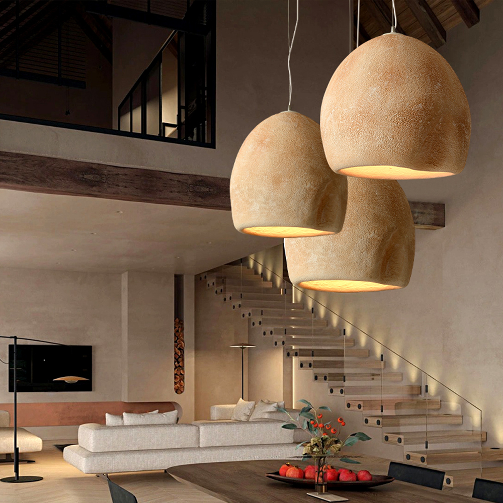 Design Concave Retro Chandelier Japanese B&B Living Room Pendant Lamp-Handwovenlamp