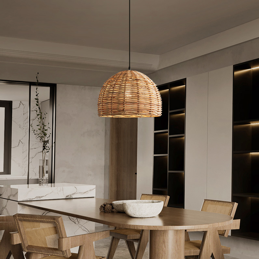 Wabi Sabi Vintage Rattan Pendant Light For Dining Room-Handwovenlamp