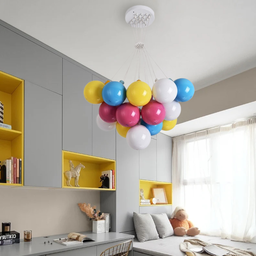 Nordic Children's Bedroom Colorful Bubble Ball Chandelier Nursery Pendant Lights-Handwovenlamp