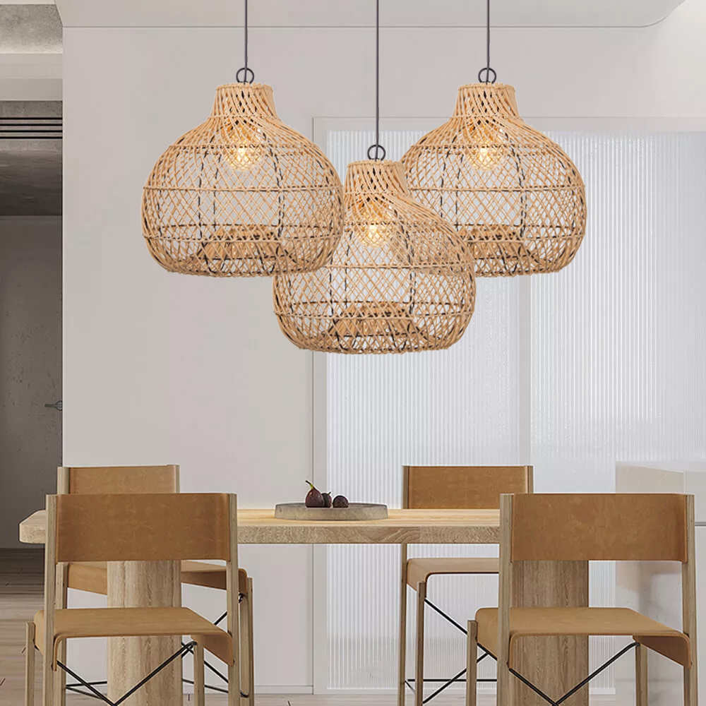 Handmade Rattan Lampshade Wicker Lamp Rustic Pendant Light-Handwovenlamp