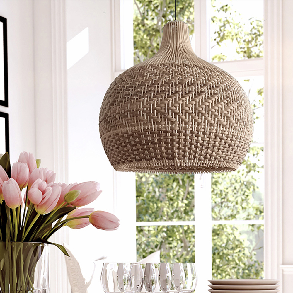 Beautiful Rattan Pendant Light over the Kitchen Counter-Handwovenlamp