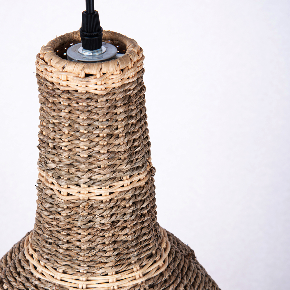 Farmhouse Wabi sabi Rattan Hanging Chandelier Restaurant Pendant Light-Handwovenlamp