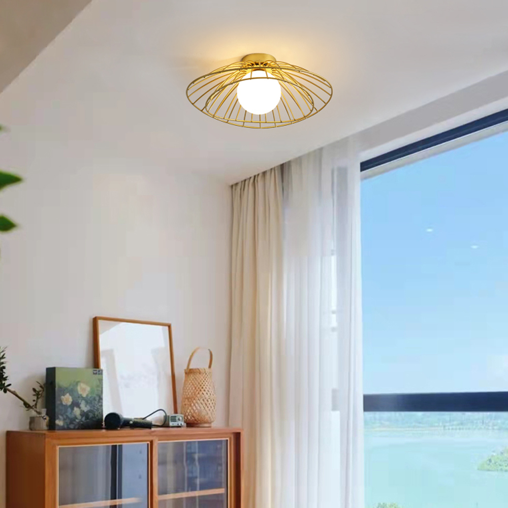 Nordic Balcony Metal Ceiling Lamp Luxury Corridor Flush Mount Light-Handwovenlamp