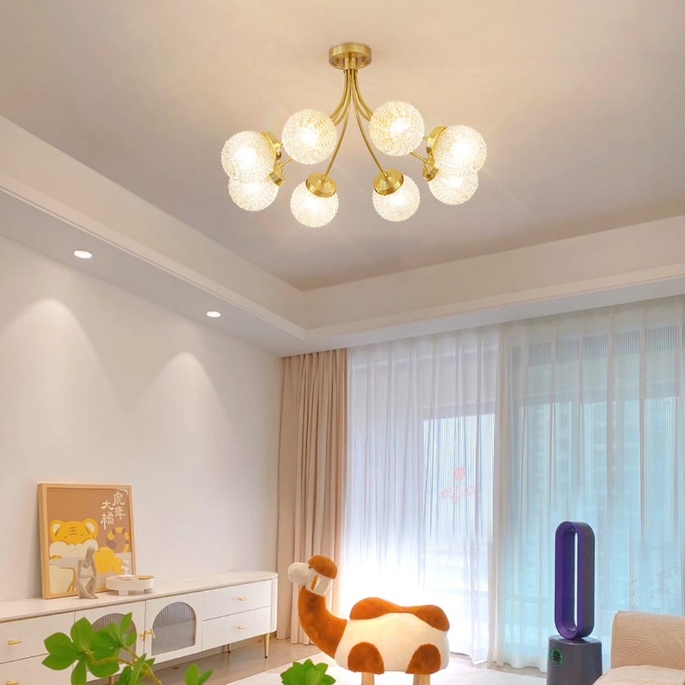 Modern Home Decor Bubble Pendant Light 8 Heads Copper Chandelier-Handwovenlamp