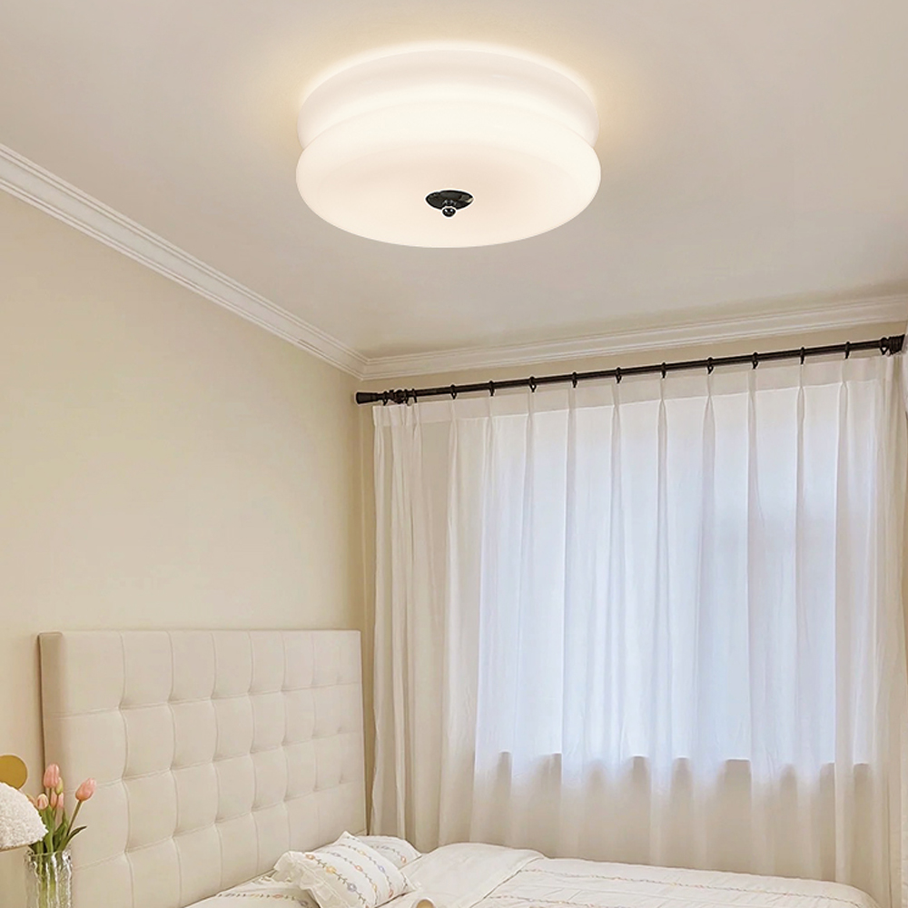 French-style Bedroom Glass Ceiling Lamp Cream Simple Living Room Lighting-Handwovenlamp