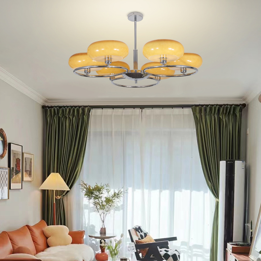 Modern 6 Heads Chandelier Living Room Design Minimalist Ceiling Lamp-Handwovenlamp