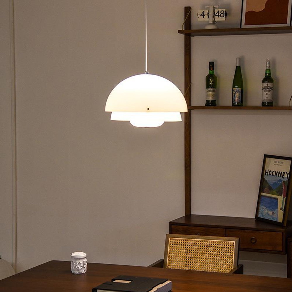 Vintage French Dining Table Lamp Living Room Glass Pendant Light-Handwovenlamp