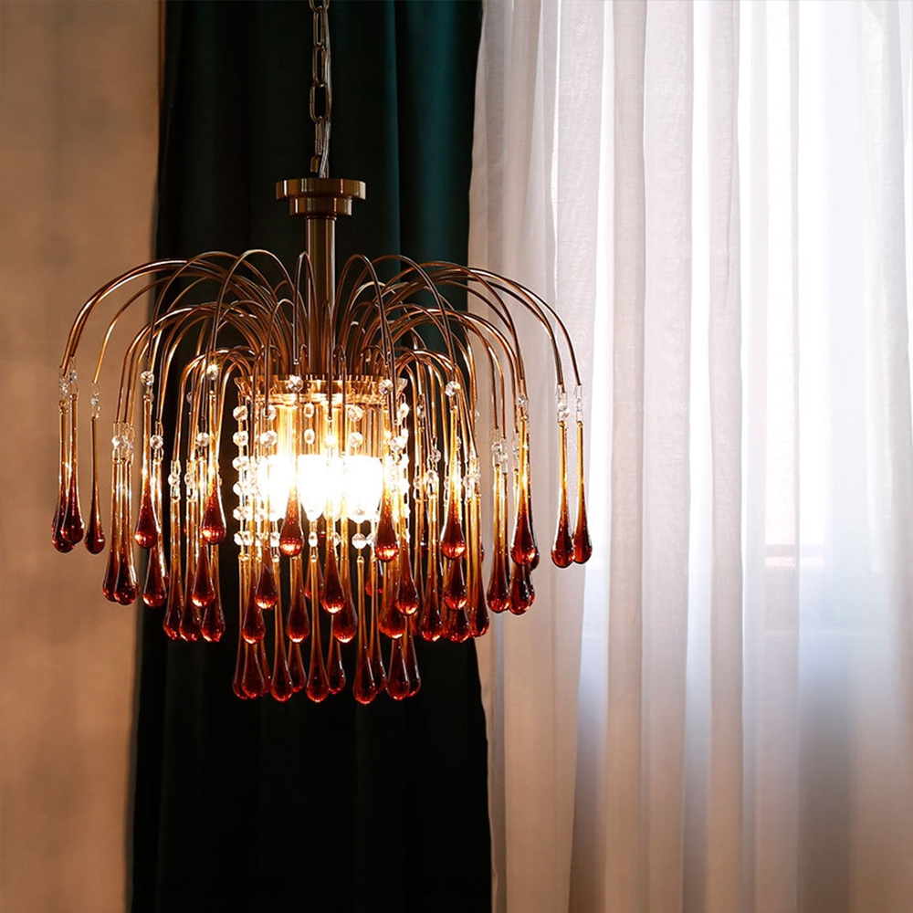 Classical Drop Glass Chandelier Italian Design Living Room Crystal Lighting-Handwovenlamp