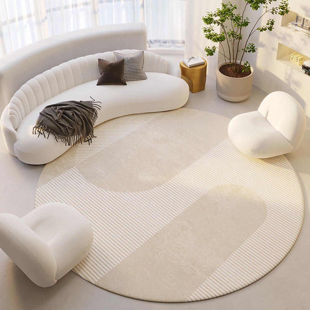 Wabi-sabi Style Round Carpet Bedroom Non-slip Household Loop Pile Rugs-Handwovenlamp