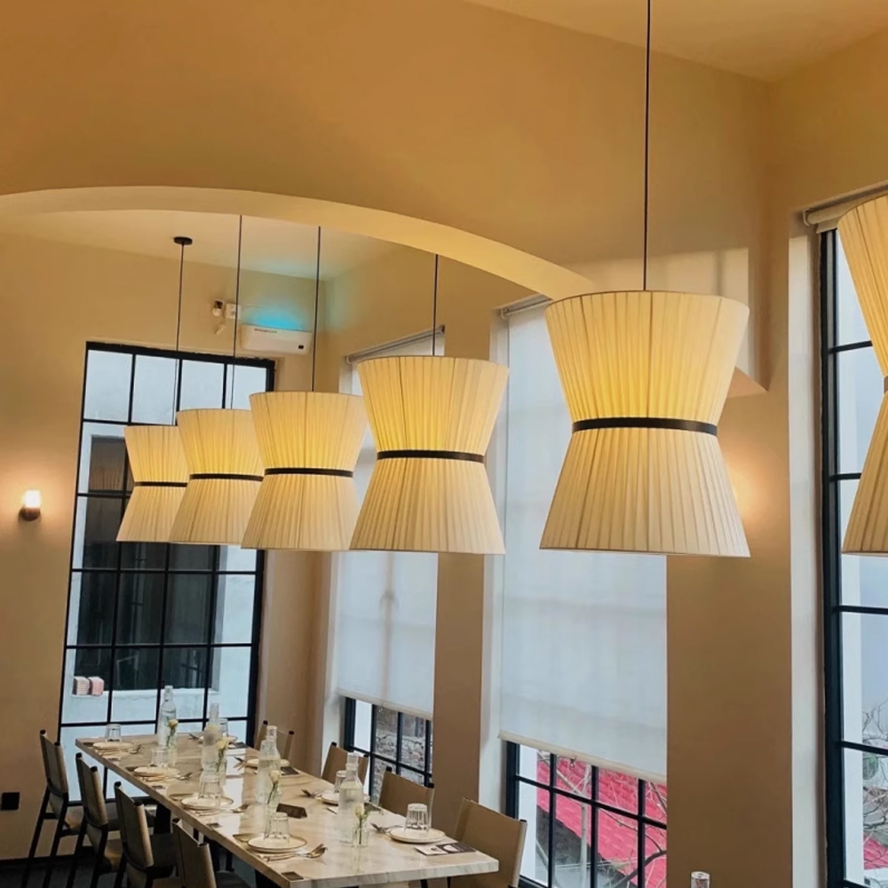 Japanese simple Handmade Fabric Pendant Light Commercial Hanging Ceiling Light Shade-Handwovenlamp