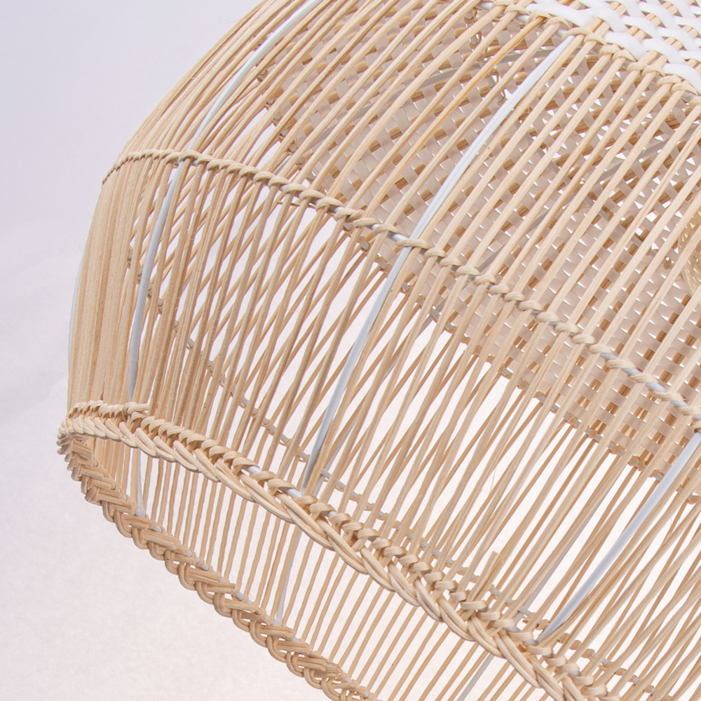 Coastal Kitchen Island White Pendant Light Handmade Rattan Chandelier-Handwovenlamp