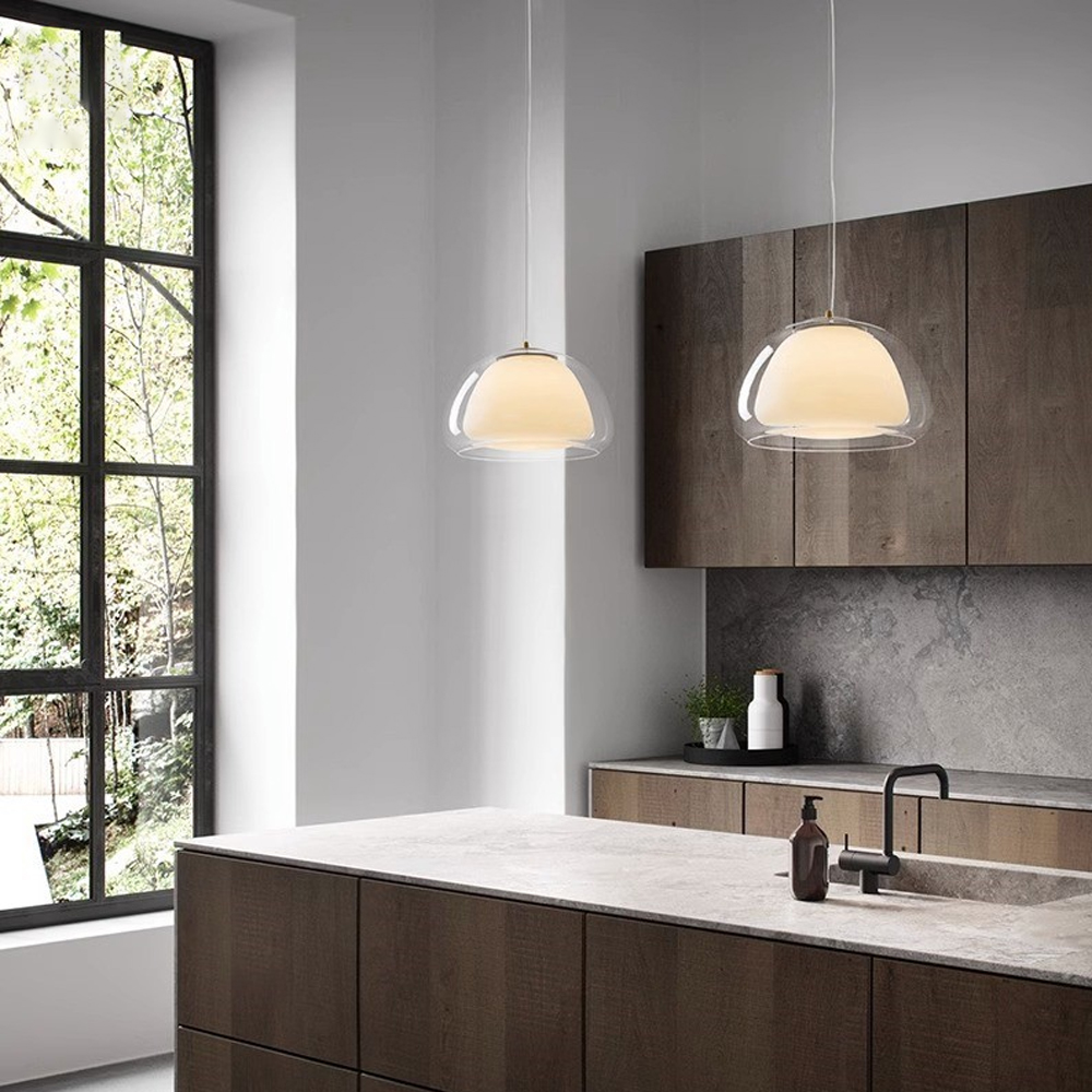 Danish Creative Cream Style Glass Pendant Light Simple Aisle Cafe Decorative Lamp-Handwovenlamp