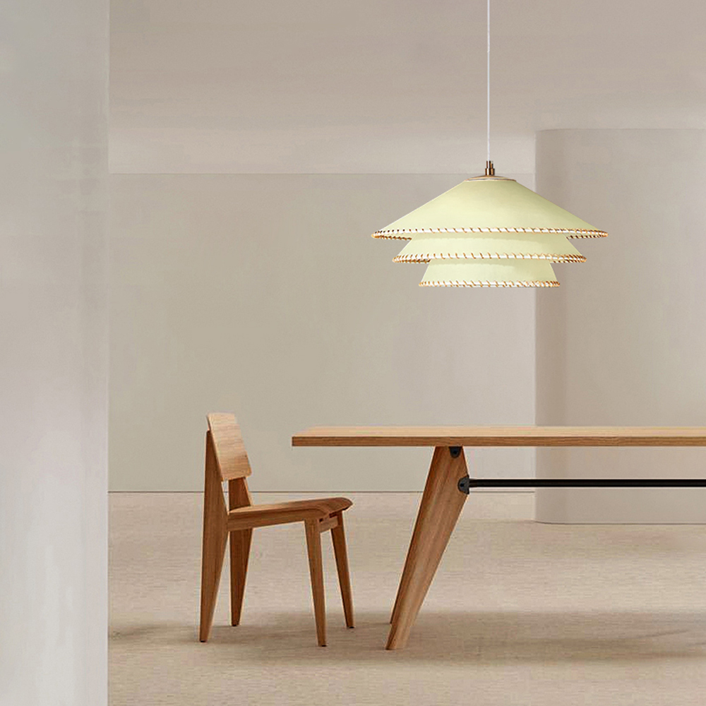 Nordic Simple PVC Dining Chandelier Wabi-sabi Style Bedroom Pendant Light-Handwovenlamp