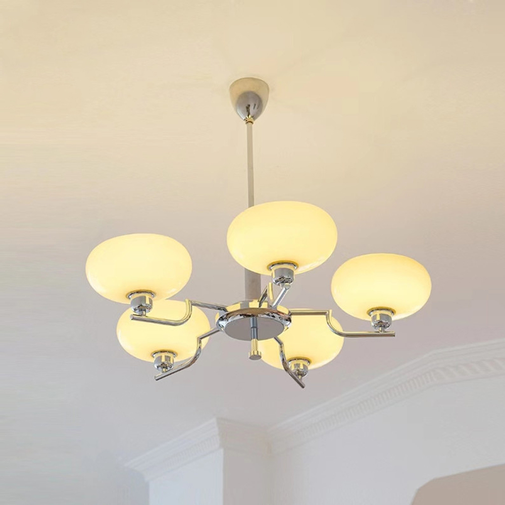 Bauhaus Living Room Milk White Glass Chandelier-Handwovenlamp