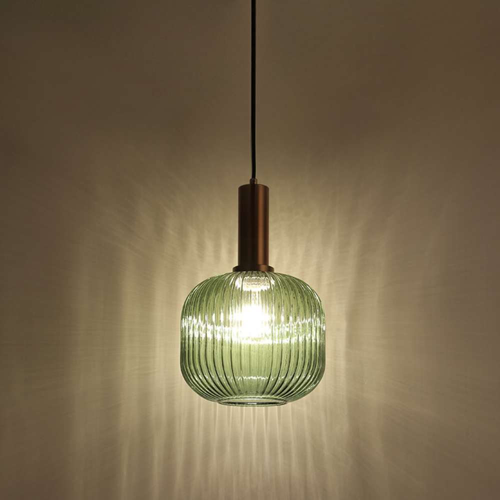Dark Green Small Glass Pendant Light Kitchen Island Restaurant Retro Chandelier American Home Lighting-Handwovenlamp