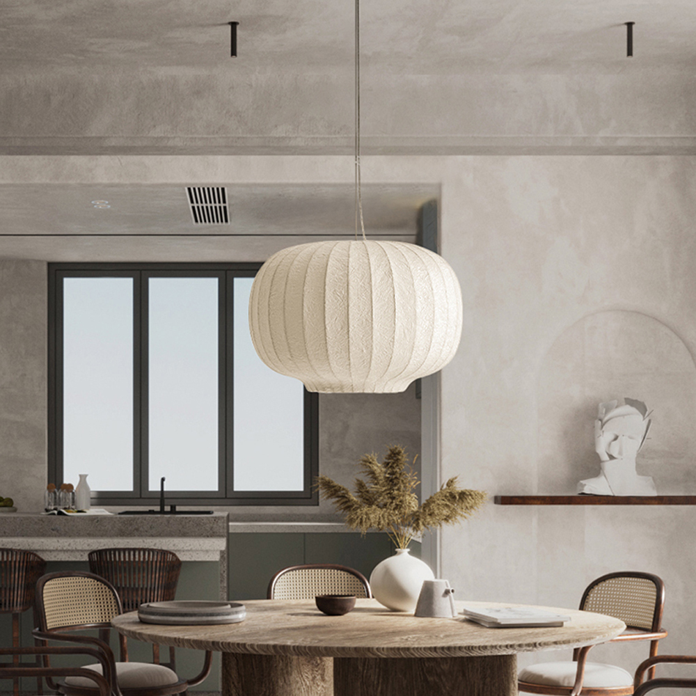 Japanese Style Wabi-sabi Silk Pendant Light Fixture Restaurant Art Chandelier-Handwovenlamp