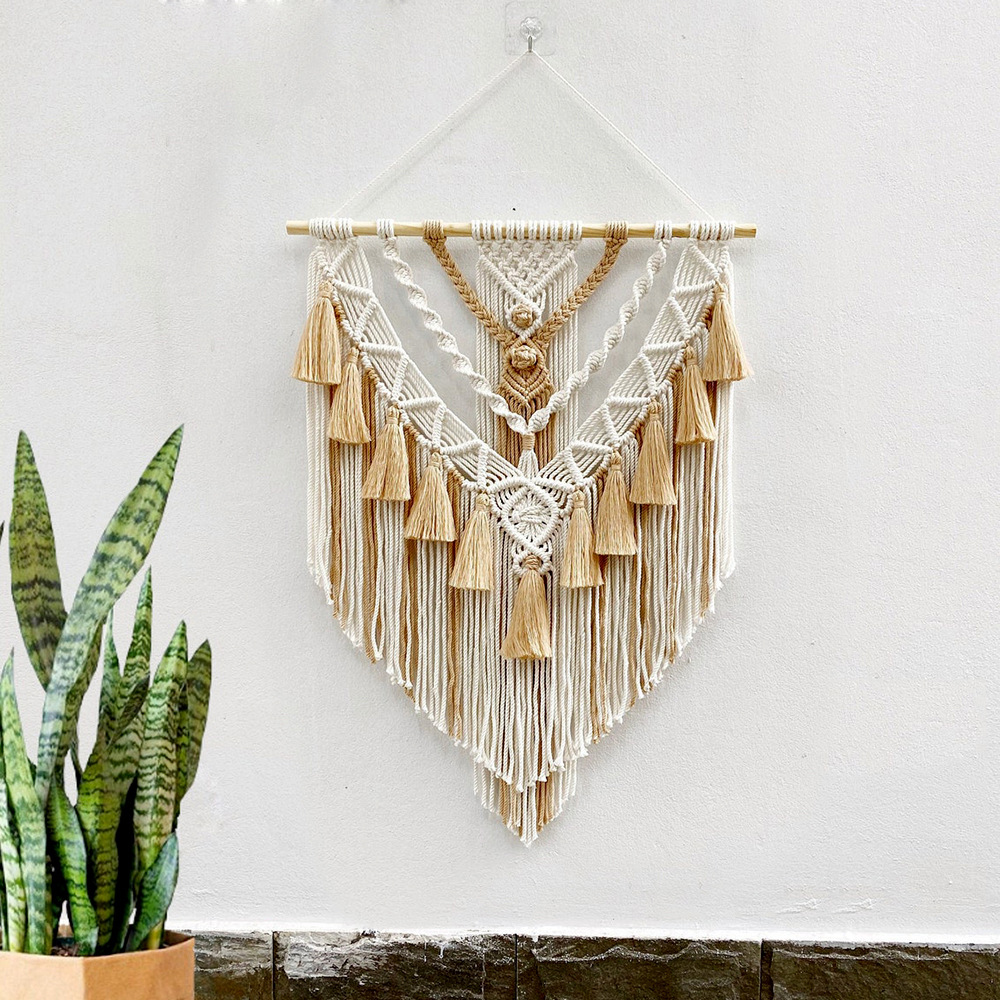 Hand-woven Tassel Tapestry Bohemian Home B&B Decoration Room Background Wall Hanging-Handwovenlamp