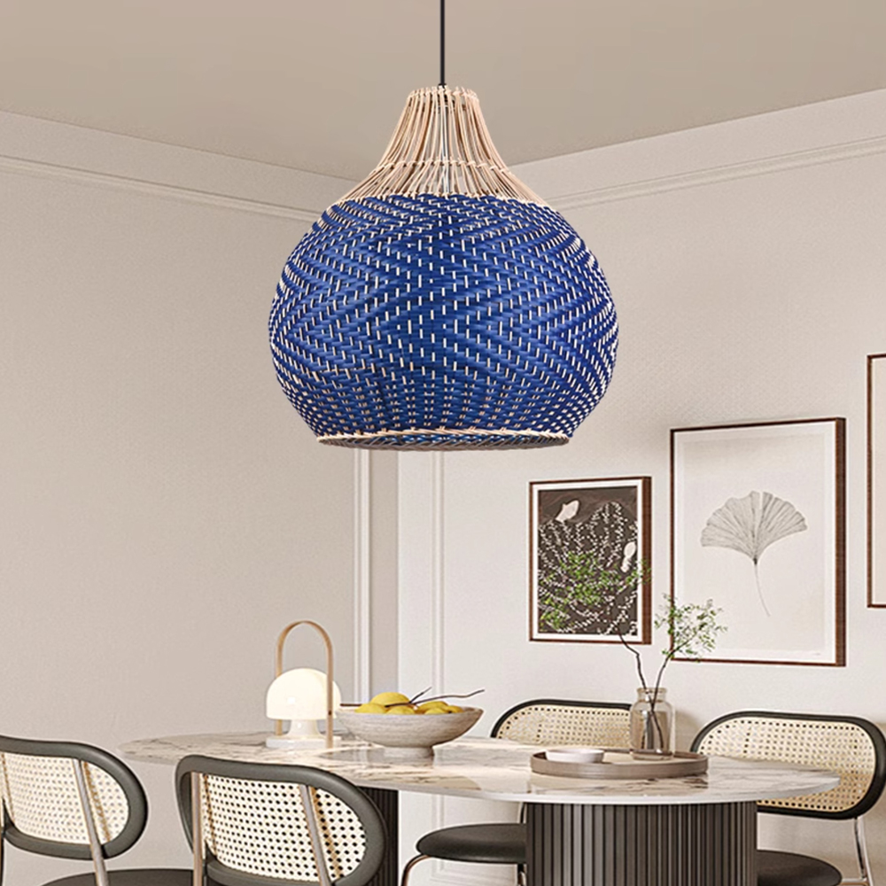 Handmade Rattan Pendant Light Fixture for Kitchen Island-Handwovenlamp