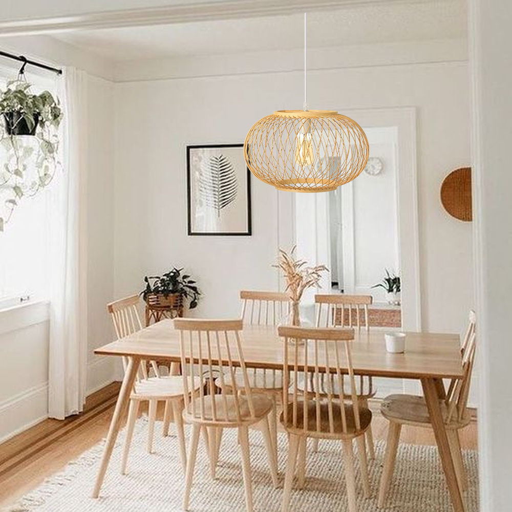 Restaurant decor bamboo Pendant Lamp Fixture Kitchen Island Lighting Furniture-Handwovenlamp