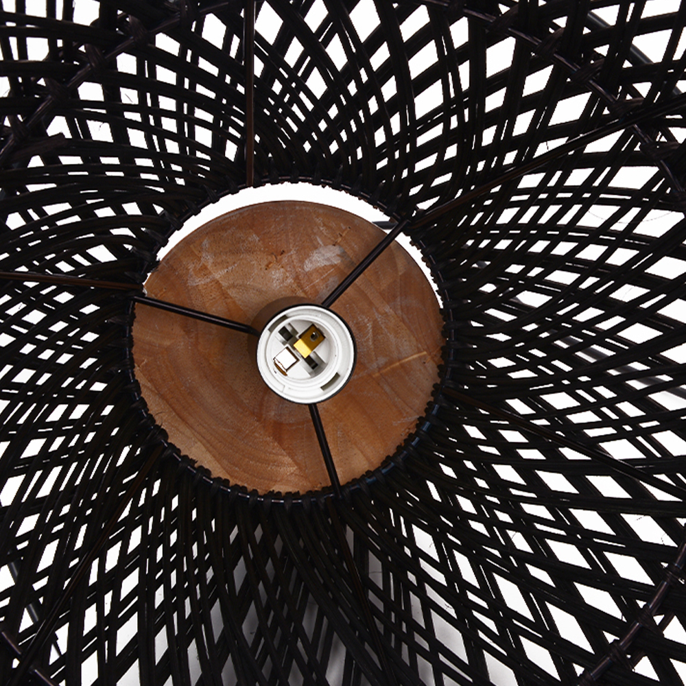 Rattan Wood Hanging Lamp Farmhouse Vintage Living Room Water Drop Chandelier-Handwovenlamp