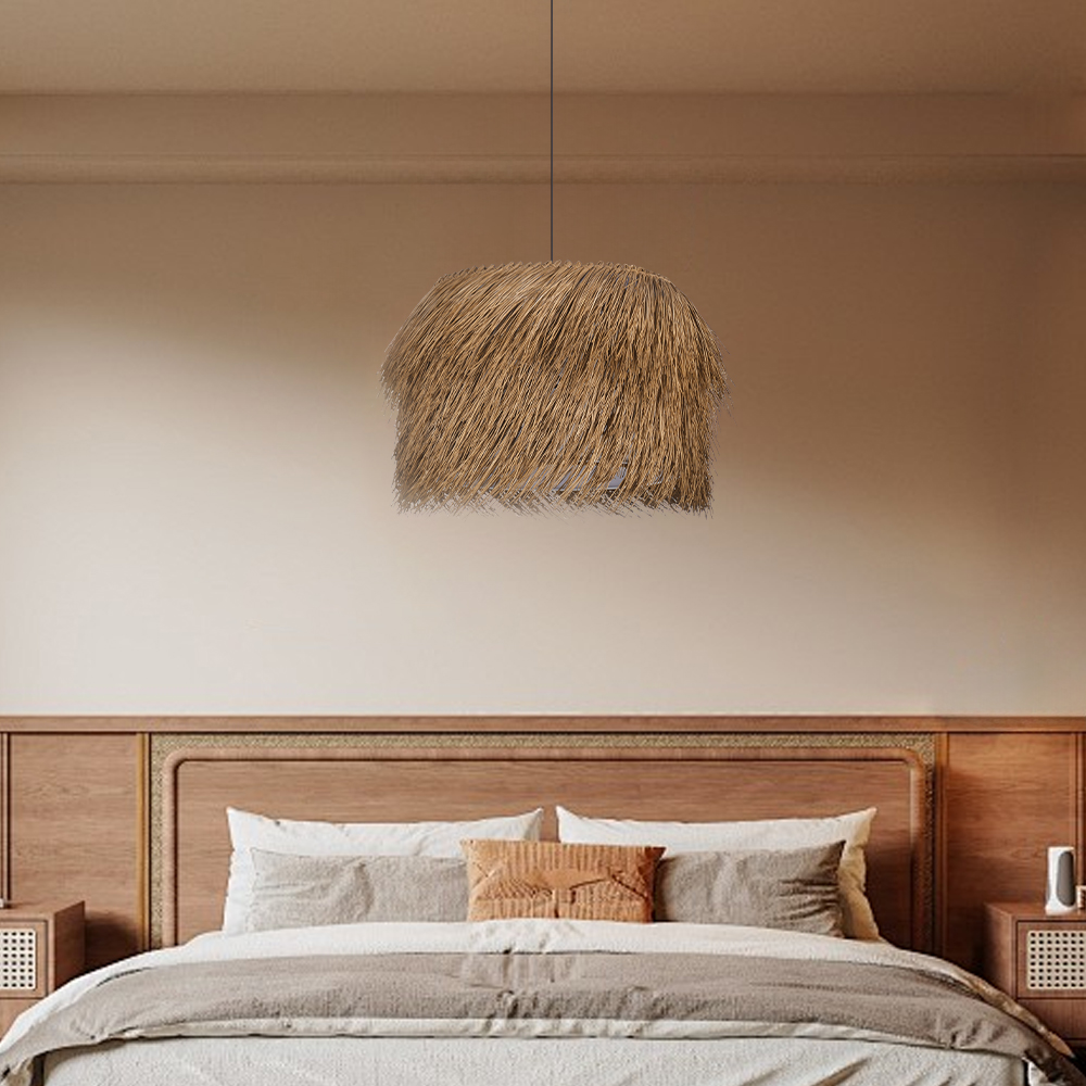 Wabi-sabi Rattan Wicker Pendant Light for Dining Room-Handwovenlamp