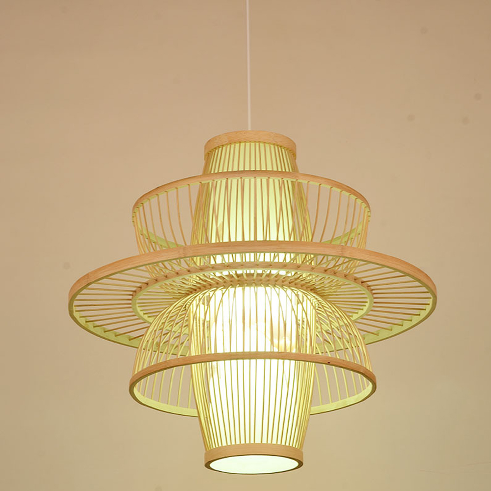 Japanese style simple lantern bamboo Pendant Light-Handwovenlamp