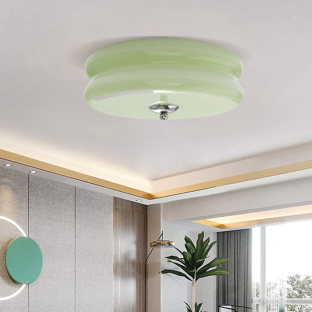 Mid Century Modern Ceiling Light Living Room Cream Glass Chandelier Flush Mount-Handwovenlamp