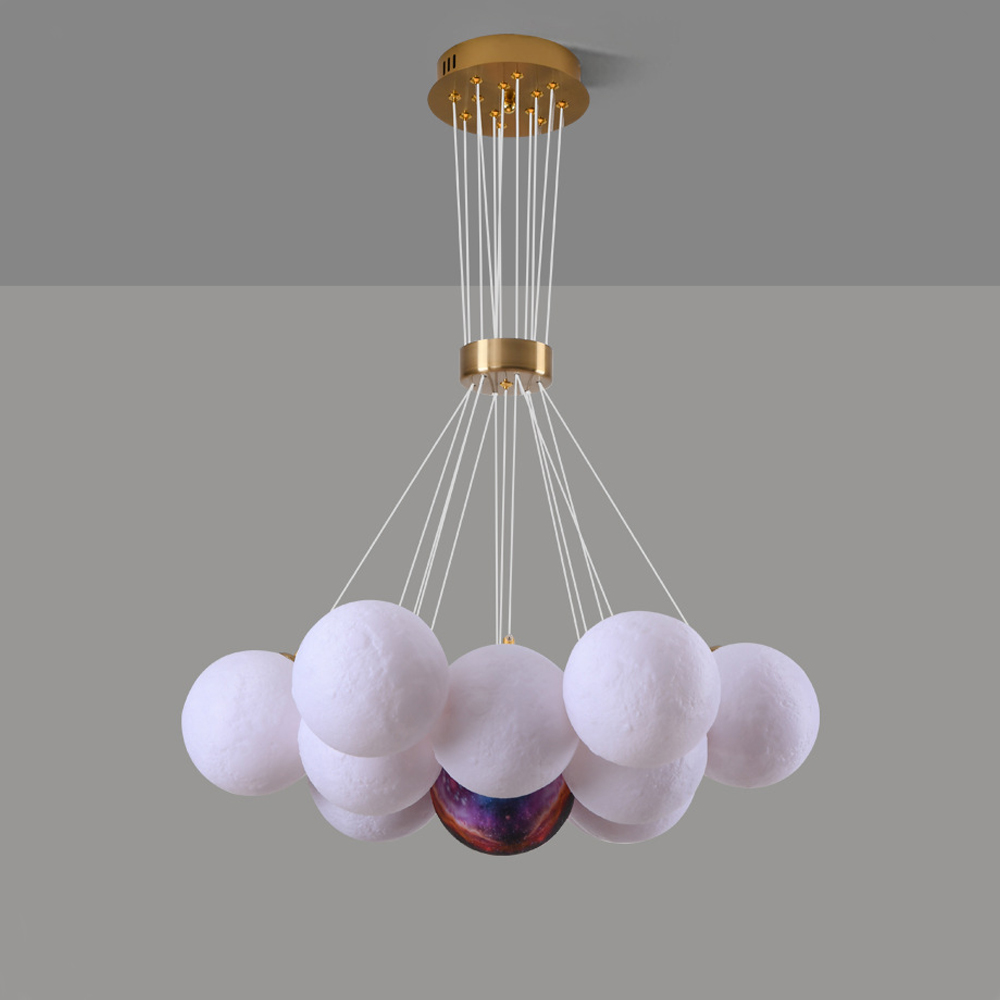 Nordic Children's Room Chandelier 3D Moon Bubble Ball Pendant Lamp-Handwovenlamp