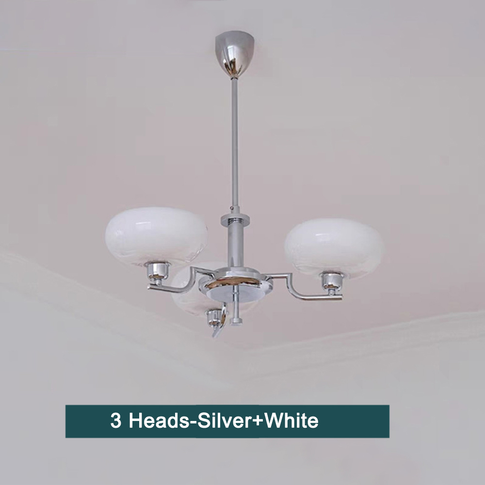 Bauhaus Living Room Milk White Glass Chandelier-Handwovenlamp