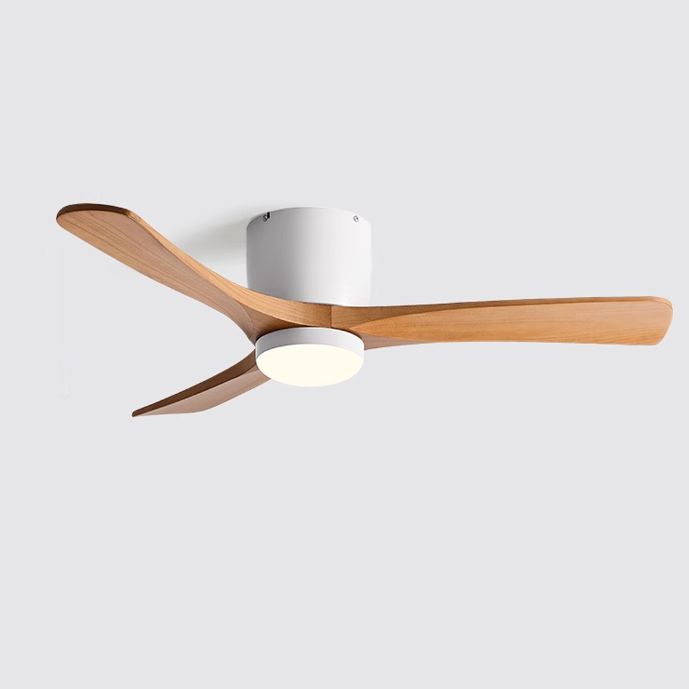 Ceiling Fan With Light Nordic Solid Wood LED Fan Lamp For Restaurant Living Room-Handwovenlamp