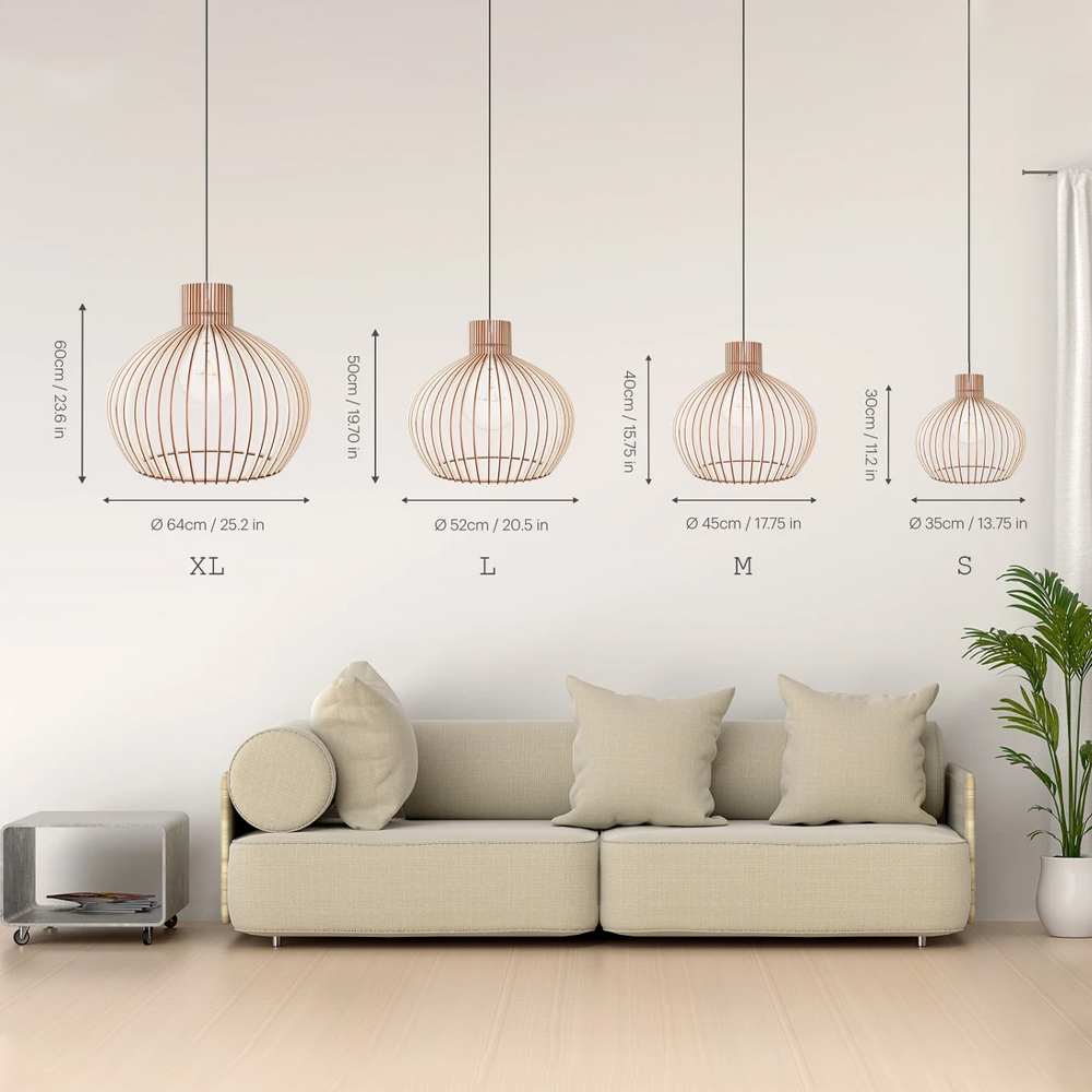 Modern Scandinavian Style DIY Ceiling Mount Wood Pendant Lighting Lamp Shade-Handwovenlamp