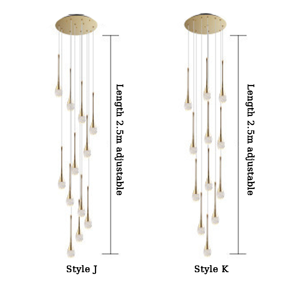 Modern Minimalist Staircase Chandelier Creative Soft Light Duplex Chandelier Restaurant Villa Spiral Stairwell Long Chandelier-Handwovenlamp