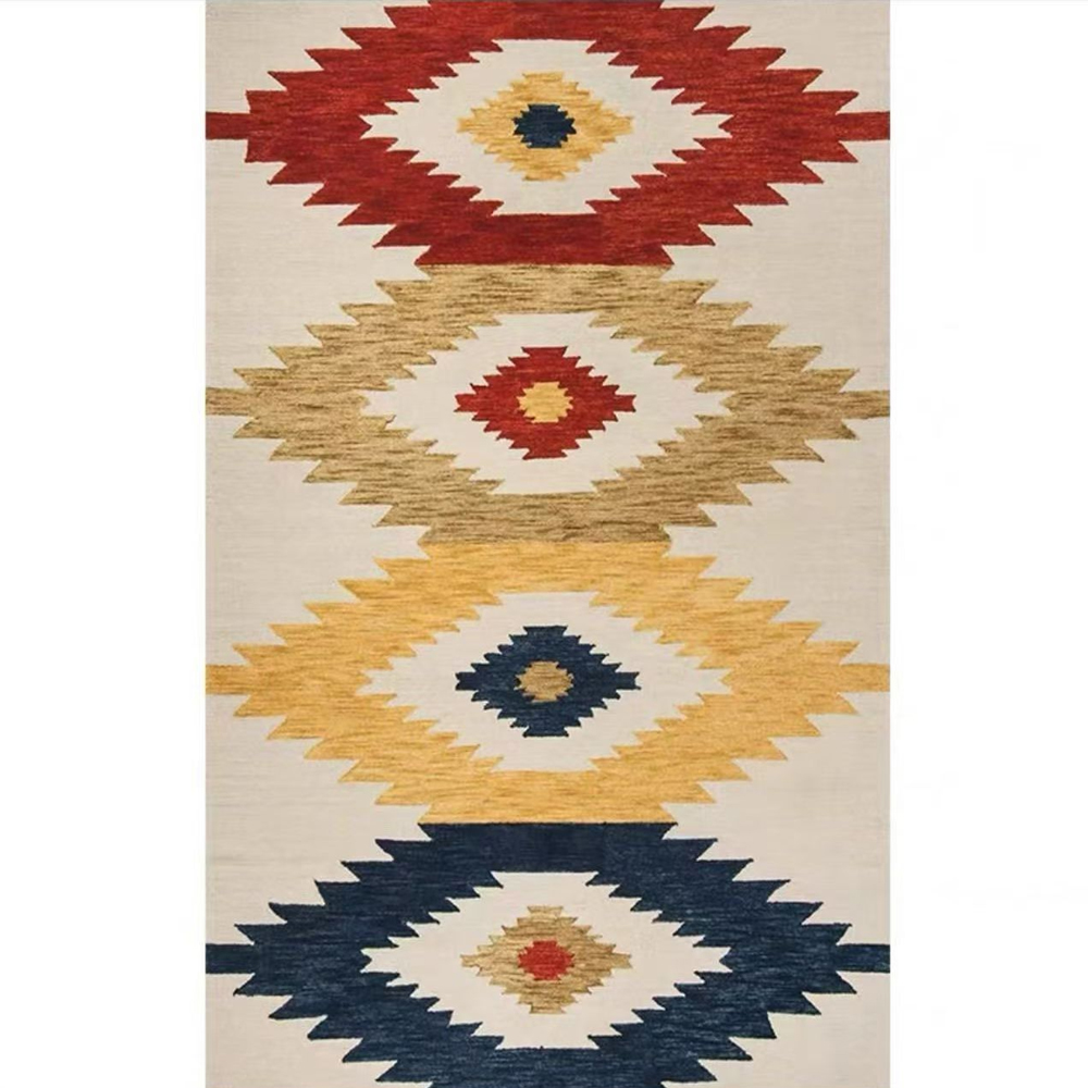Thickened Imitation Cashmere Carpet Nordic Moroccan Living Room Blanket Ethnic Style American Retro Floor Mat-Handwovenlamp