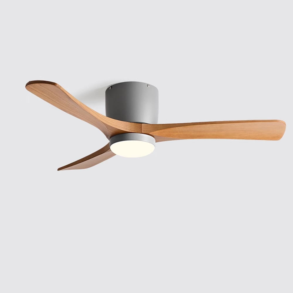 Ceiling Fan With Light Nordic Solid Wood LED Fan Lamp For Restaurant Living Room-Handwovenlamp