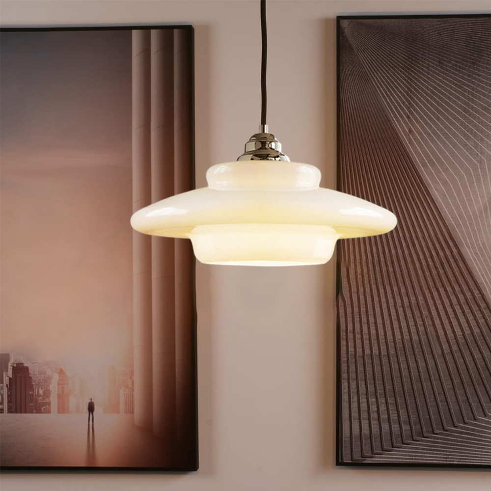 Bauhaus Milk White Glass Pendant Light Art Home Decor-Handwovenlamp