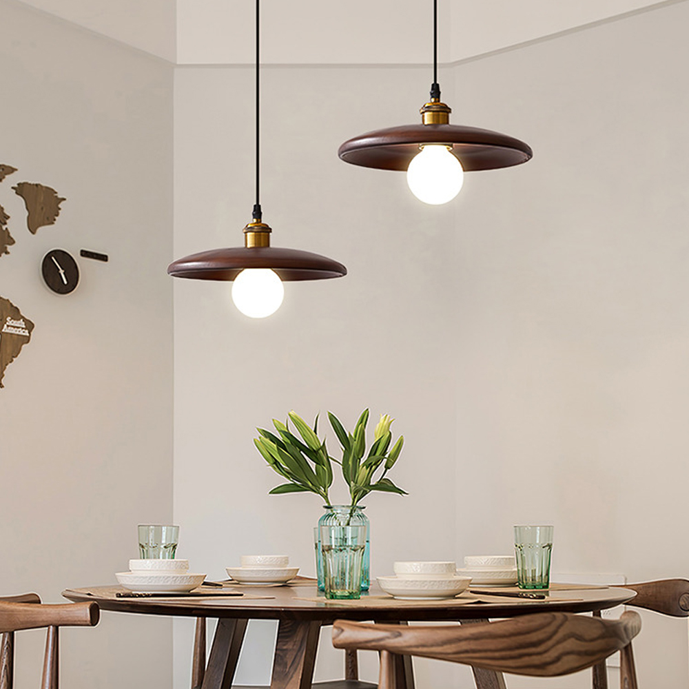 Nordic Solid Wood Chandelier Dining Room Bedroom Bedside Small Pendant Light-Handwovenlamp