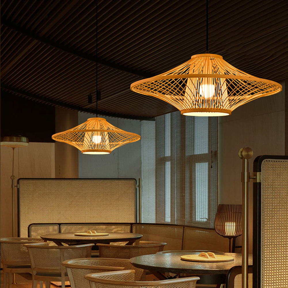 Homestay Bamboo Pendant Light Japanese-style Living Room Hanging Lampshade-Handwovenlamp