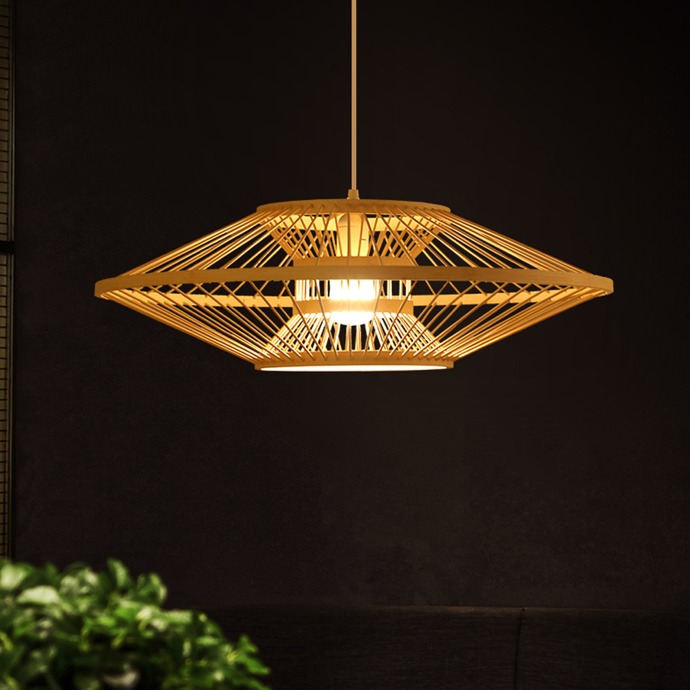 Antique Bamboo Lantern Pendant Light Japanese Retro Rattan Bamboo Chandelier-Handwovenlamp