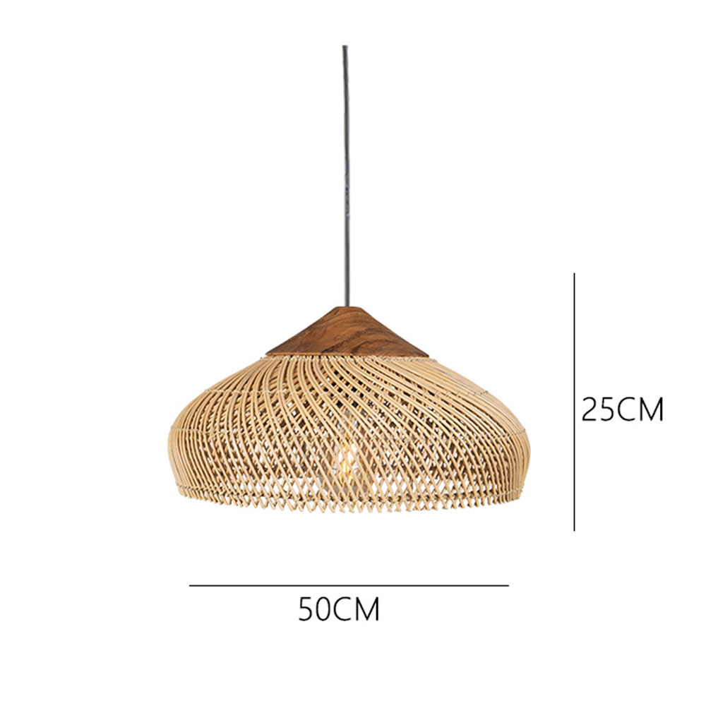 Rattan Pendant Light Wabi Sabi Style Retro Dining Room Chandelier-Handwovenlamp
