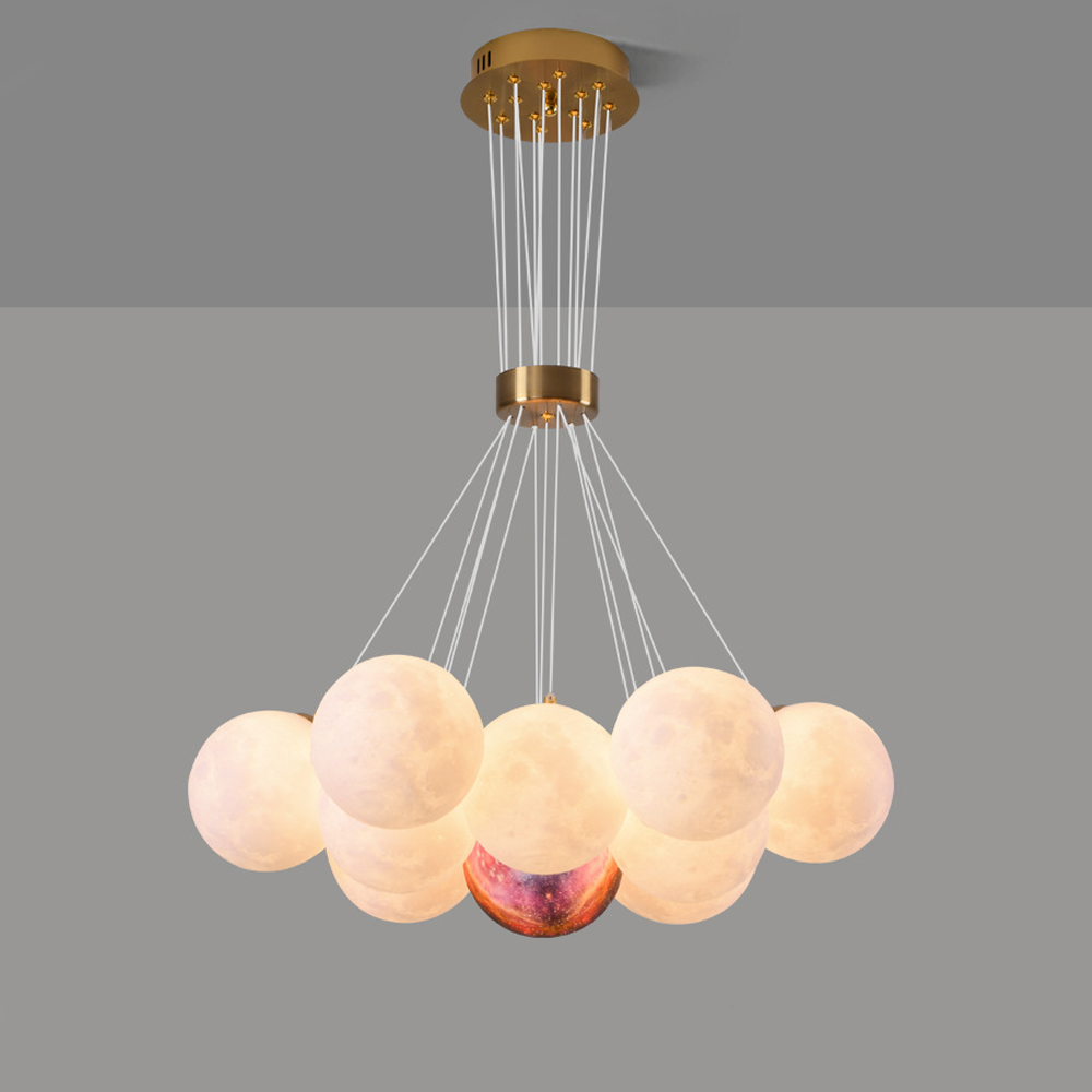 Nordic Children's Room Chandelier 3D Moon Bubble Ball Pendant Lamp-Handwovenlamp